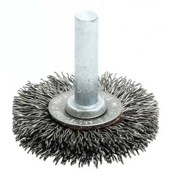 Weiler 17953 1-1/2" Stem-Mounted Crimped Wire Radial Wheel .014" Steel Fill 1/4" Stem