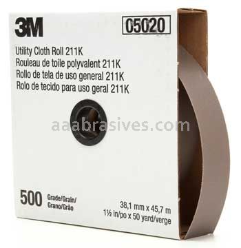 3M™ 7010308048 1-1/2 x 50 yds 500 Grit J-weight 211K Utility Cloth Roll
