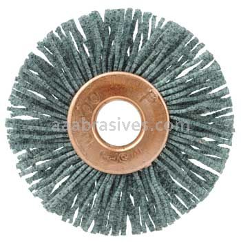 Weiler 17535 1-1/4" Small Diameter Nylox Wheel Brush .022/120 SC Crimped Fill 1/4" Arbor Hole