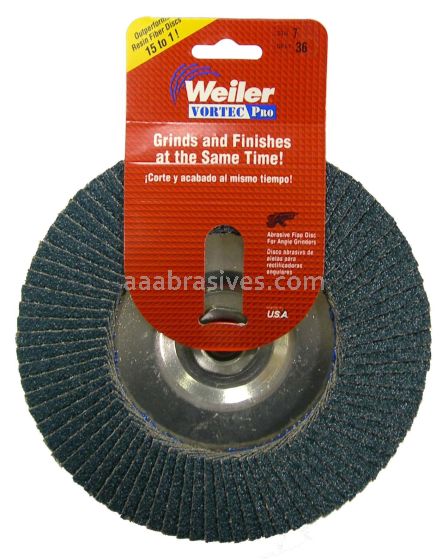 Weiler 30835 - 7" 60Z, 5/8"-11 A.H., Vortec Pro Abrasive Flap Disc, Aluminum Backing - 012382308353