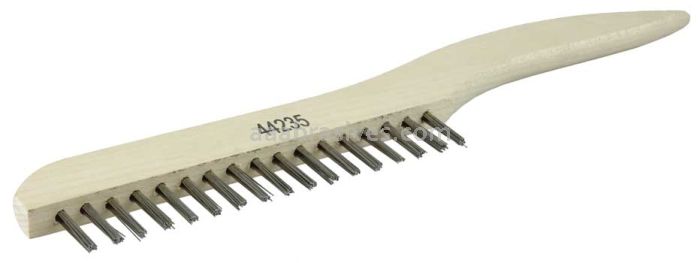 Weiler 44235 Hand Wire Scratch Brush .012 Stainless Steel Fill Shoe Handle 1 x 17 Rows
