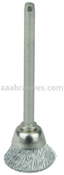 Weiler 26074 5/8" Miniature Wire Cup Brush .005" Steel Fill 1/8" Stem