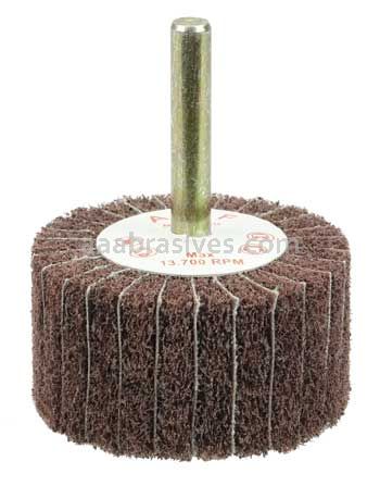 Weiler 54502 2" x 1" Non-Woven Stem-Mounted Interleaf Flap Wheel 320 AO 1/4" Stem