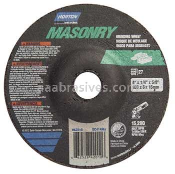 Norton Abrasives 66252842010 4 x 1/4 x 5/8 Norton Masonry Type 27 Depressed Center Wheels