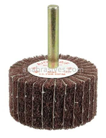 Weiler 54500 2" x 1" Non-Woven Stem-Mounted Interleaf Flap Wheel 120 AO 1/4" Stem