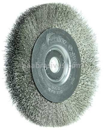 Weiler 00104 4" Narrow Face Crimped Wire Wheel .006" Steel Fill 1/2"-3/8" Arbor Hole