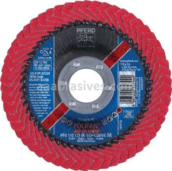 Pferd 67234 4-1/2x7/8 60 Grit Ceramic Polifan Curve Medium Flap Disc