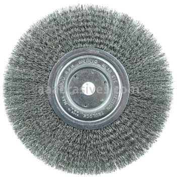 Weiler 01165 8" Narrow Face Crimped Wire Wheel .0118" Steel Fill 5/8" Arbor Hole