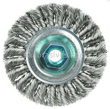 Weiler 13109 Standard Twist Knot Wire Wheel 4" .014" Stainless Steel Fill M14 x 2.0 Nut