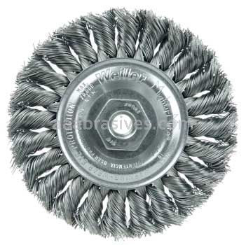 Weiler 13117 Standard Twist Knot Wire Wheel 4" .020" Steel Fill 3/8"-24 UNF Nut
