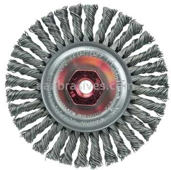 Weiler 13126 Mini Roughneck 4" Stringer Bead Wire Wheel .020" Steel Fill M10x1.50 Nut