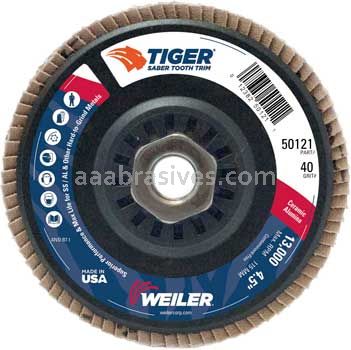 Weiler 50121 4-1/2" Tiger Ceramic Abrasive Flap Disc