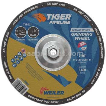 Weiler 58095 9" x 1/8" TIGER Pipeline Z30T 5/8"-11 Nut