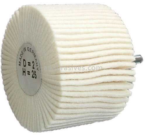 Wendt Abrasives 120661 Mounted Felt Polishing Flap Wheel 2" x 1" x 1/4" shank Soft D3/H25