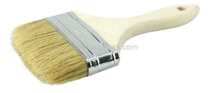 Weiler 40071 4" Chip & Oil Brush 5/8" Thick White Bristle 1-5/8" Trim Length Wood Handle