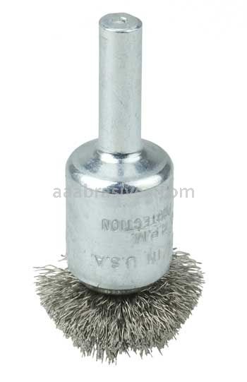 Weiler 10042 1" Circular Flared Crimped Wire End Brush .006" Stainless Steel Fill