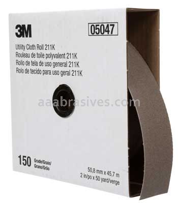 3M™ 7100202170 2-1/2 x 50 yds 150 Grit J-weight 211K Utility Cloth Roll
