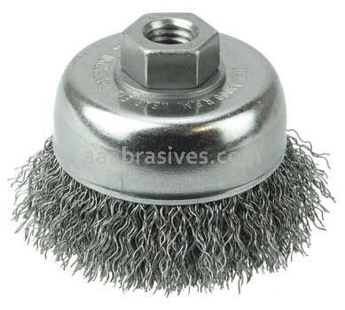 Weiler 13244 3" Crimped Wire Cup Brush .014" Steel Fill 1/2"-13 UNC Nut