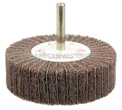 Weiler 54508 3" x 1" Non-Woven Stem-Mounted Interleaf Flap Wheel 320 AO 1/4" Stem