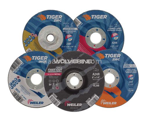 Weiler 56453 - 4-1/2" x 1/4" Z24T, 5/8"-11 A.H., Type 27 Grinding Wheel - 012382564537