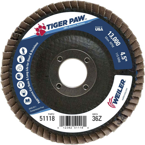 Weiler Tiger Paw Flap Discs - Type 29 Angled Weiler Tiger Paw Flap Discs - Type 29 Angled