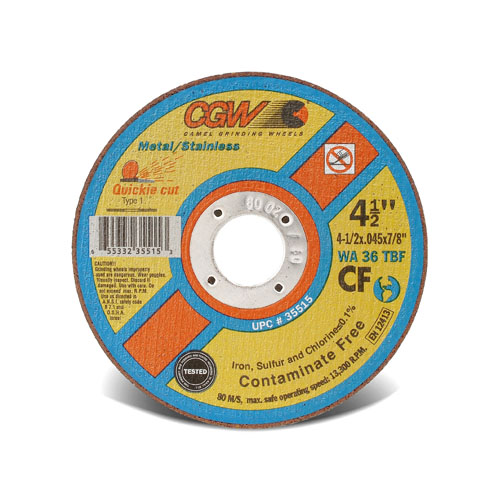 CGW Type 1 Contaminant-Free Quickie Cut Cut-Off Wheels - .045 and WA36T for Metal/Stainless