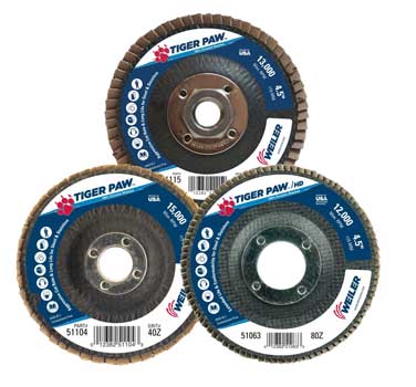 Weiler Tiger Paw Flap Discs Type 29 Angled & Type 27 Flat Zirconium